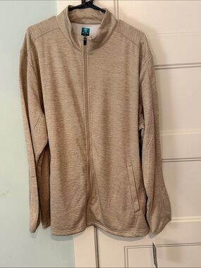 NWT Pro Tour XL XLarge Beige Full-Zip Jacket with Pockets Mens